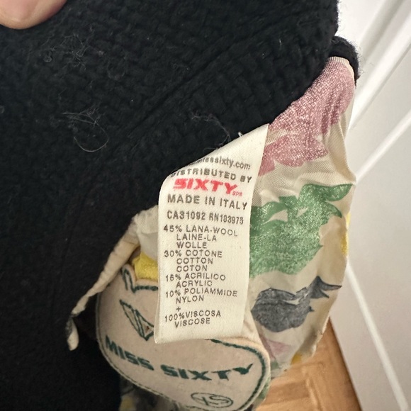 Miss Sixty Black Double-Breasted Pea Coat - Picture 7 of 8